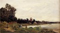Lavandières dans une rivière Paysage scènes Hippolyte Camille Delpy